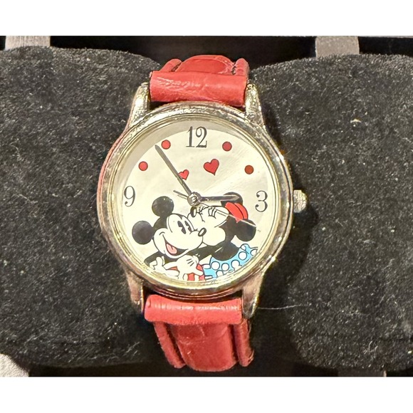 Disney Accessories - Special Edition Disney Mickey & Minnie Watch With Hearts Red Band #30617-1 *read